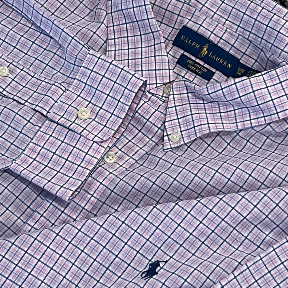 Polo Ralph Lauren Shirt Mens 5XB Big Pink L/S B/U Cotton Stretch